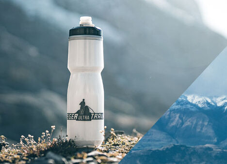 Custom Trail Water Bottle with a Mountain Background