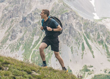 Hiker going up a mountain