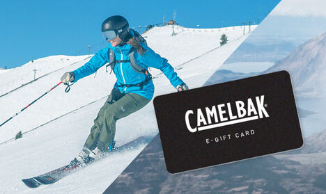 Skier wearing a Camelbak hydration Pack