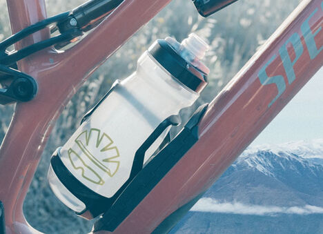 Custom Water Bottle on a Specialized Mountain Bike Rack
