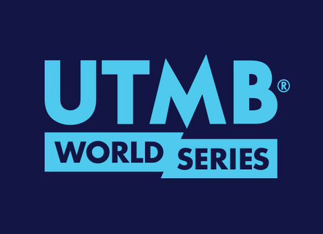 Light blue UTMB World Series Logo on a dark background