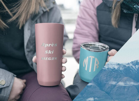 Two Custom Bottles with skiers Two Custom Bottles with skiers
