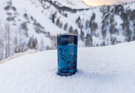 POW LE 20oz Tumbler sitting in the snow