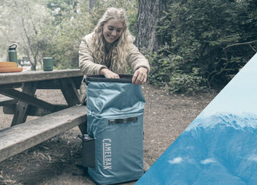 A woman opening her Chillbak cooler.