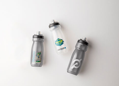 Custom podium bike bottles on white background. Custom podium bike bottles on white background.