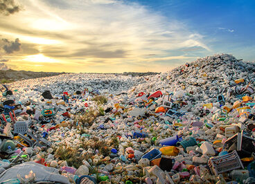 Plastic waste in landfill.