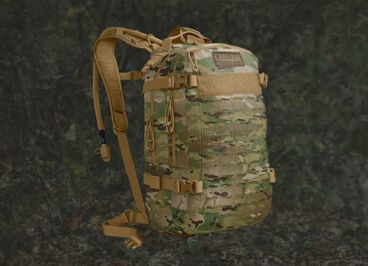 camo backpack on a camo background