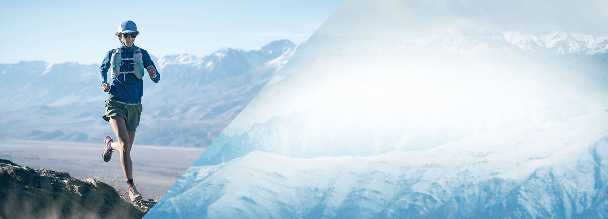 Woman running in the mountains.