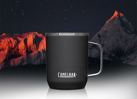 Camp Mug with a nighttime mountain background