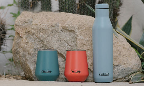 The Horizon 750ml Bottle and two wine tumblers in new colors.