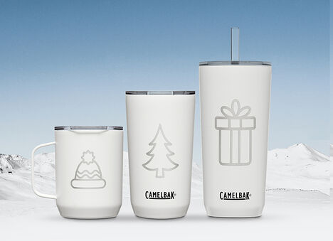 3 Holiday Themed Custom Bottles with Snowy Mountain Background