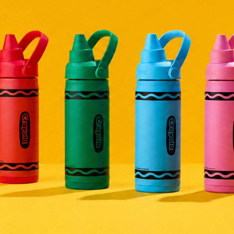 Series of Crayola bottles with yellow background