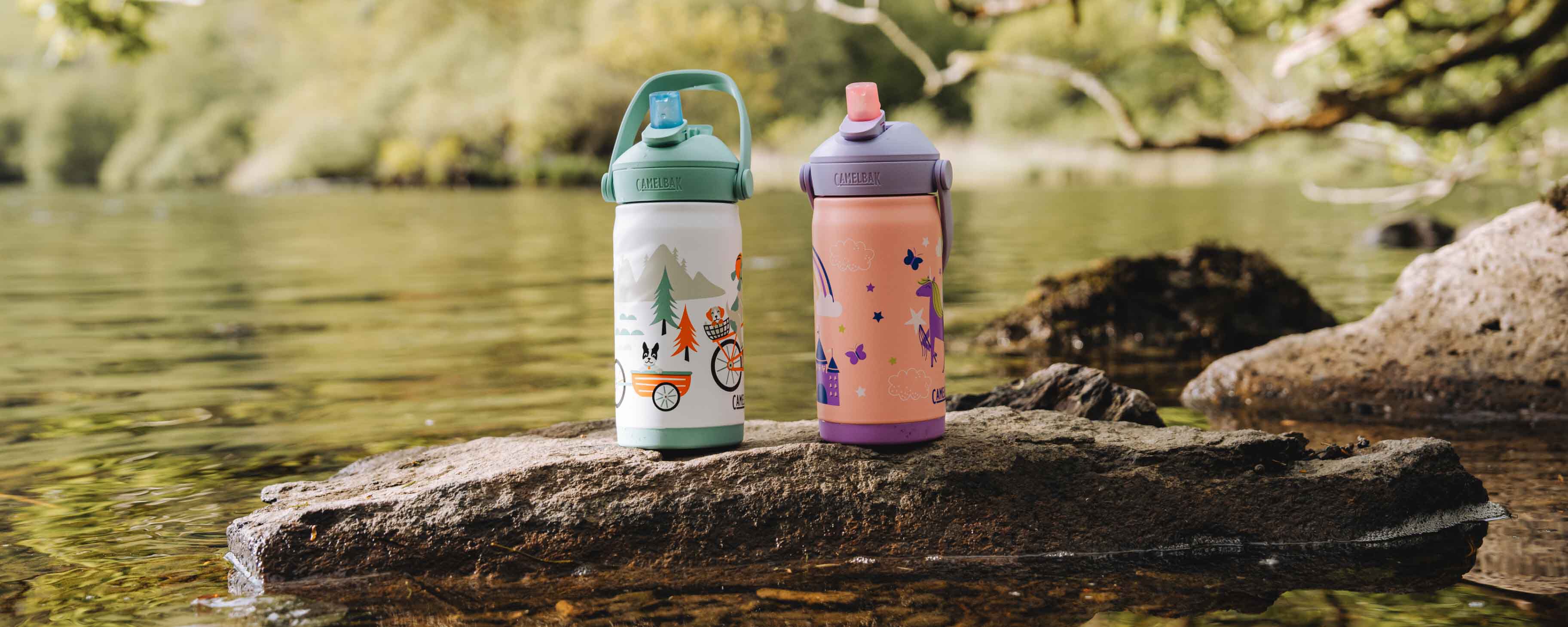 Close up of CamelBak kids bottles