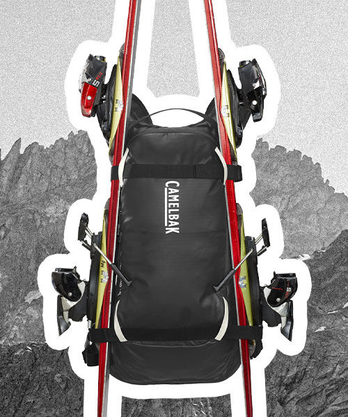 Snow pack with a mountain background