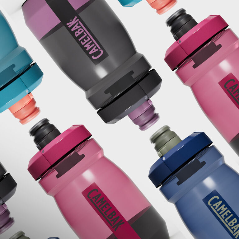 Multiple bottles on white background