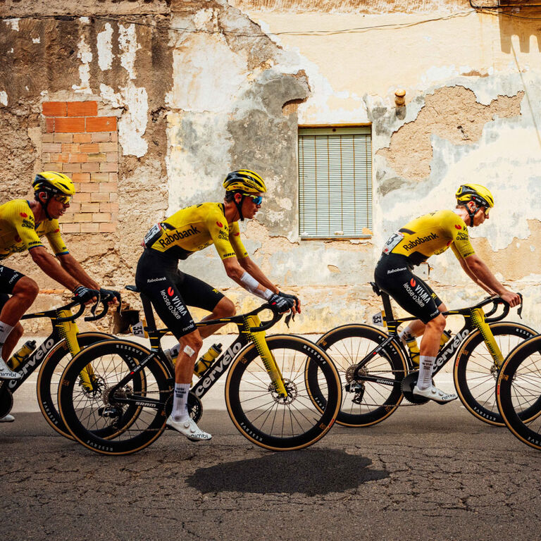 Close up bikers in Tour De France