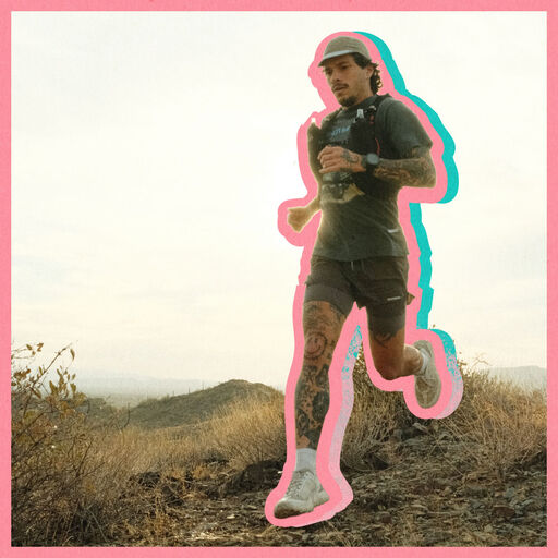 Guy running on a hill