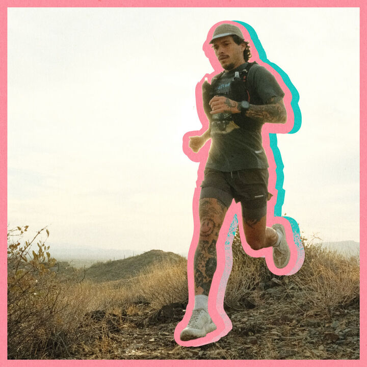 Guy running on a hill