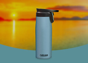 Dusk Blue Bottle with a sunset background