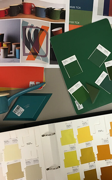 A color board laying on a desk