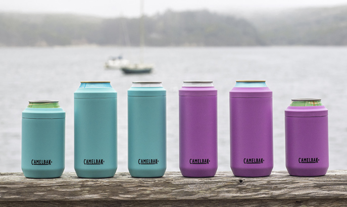 A line of five can coolers.